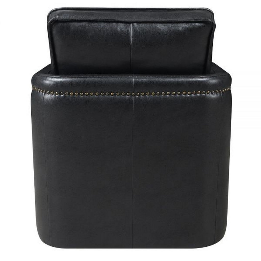 Black Faux Leather Swivel Accent Chair I61773