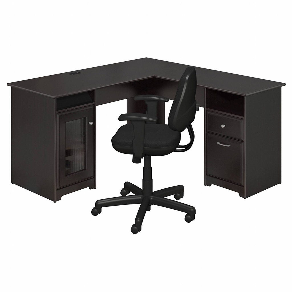 Espresso Oak L Shaped Desk and Office Chair K2343