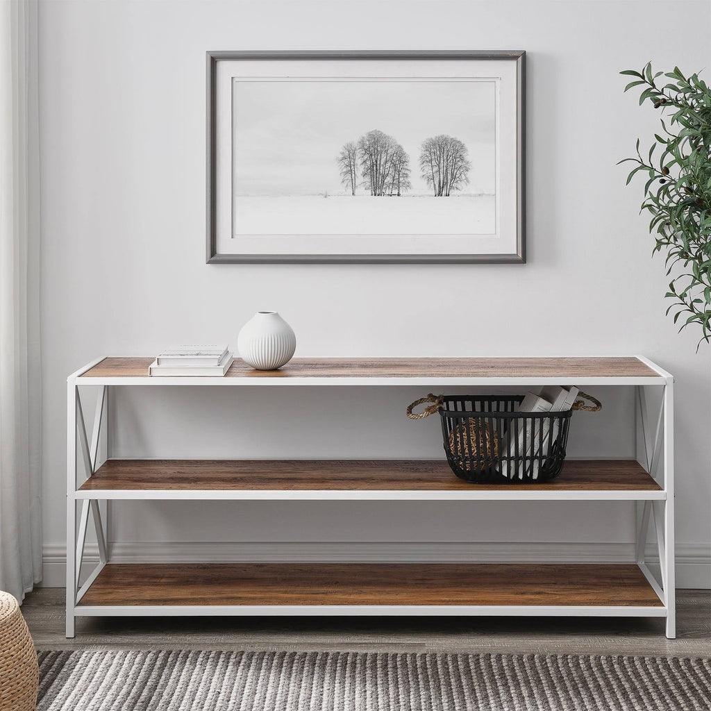 Dark Walnut / Black Metal X-Frame Bookshelf E971389