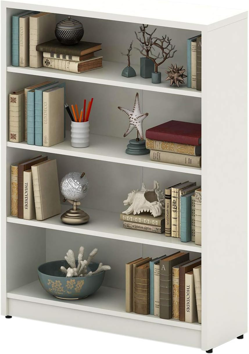 5-Shelf White Wood Bookcase C96873