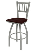 Swivel Bar Stool with Anodized Nickel Finish and Dark Cherry Oak Seat R3107